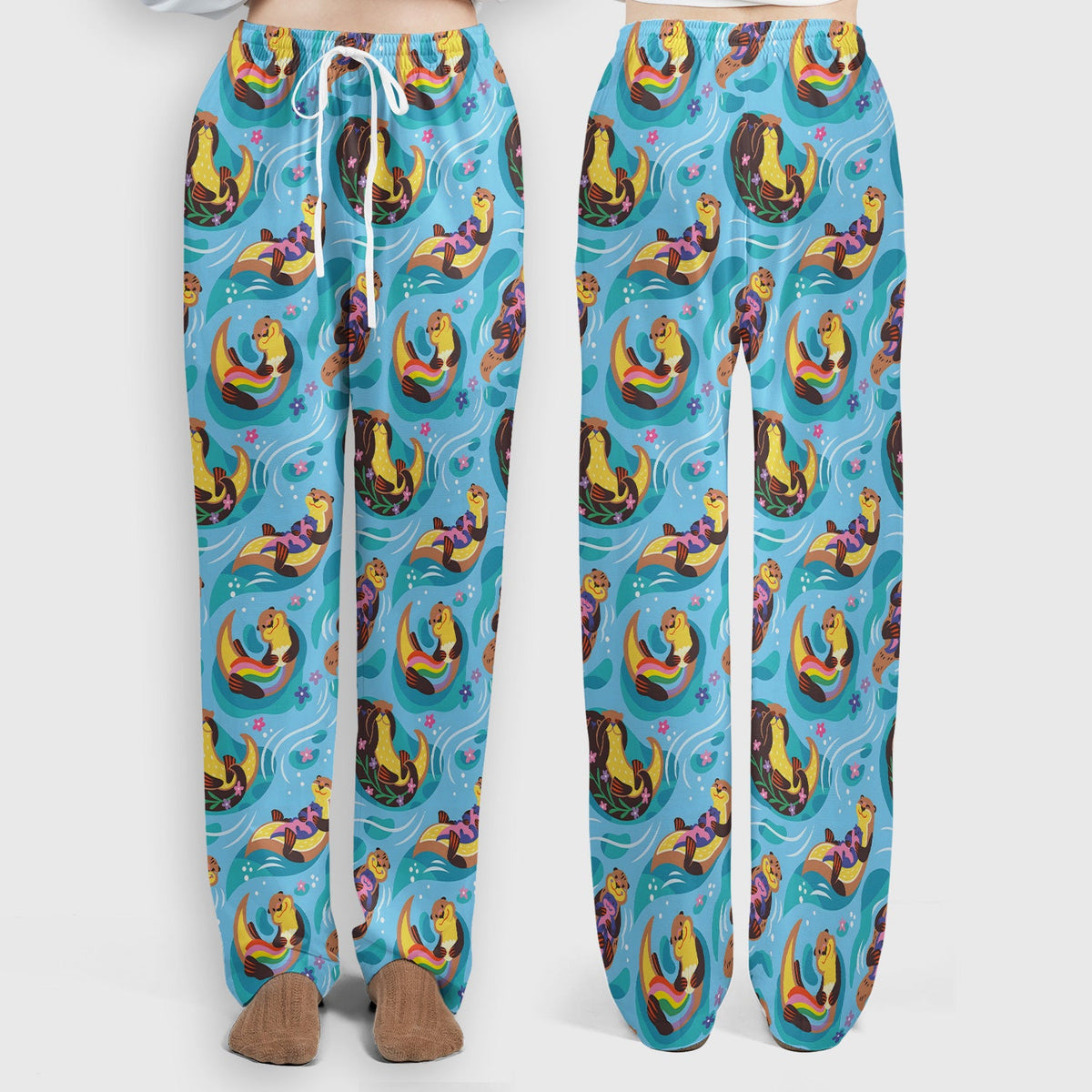 Otter Floating River Rainbow Nurse Scrub Set