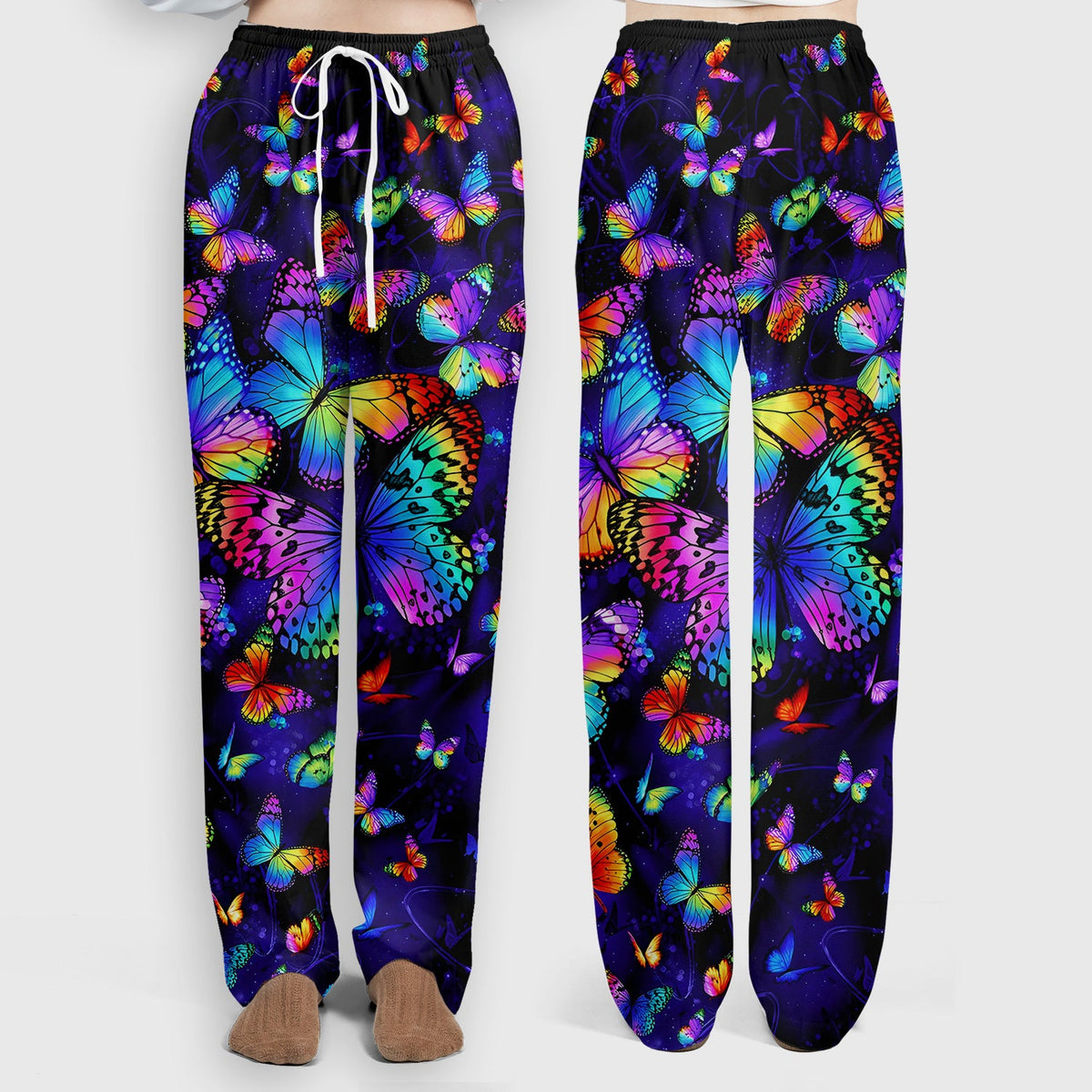Vibrant Rainbow Butterfly Galaxy Nurse Scrub Set