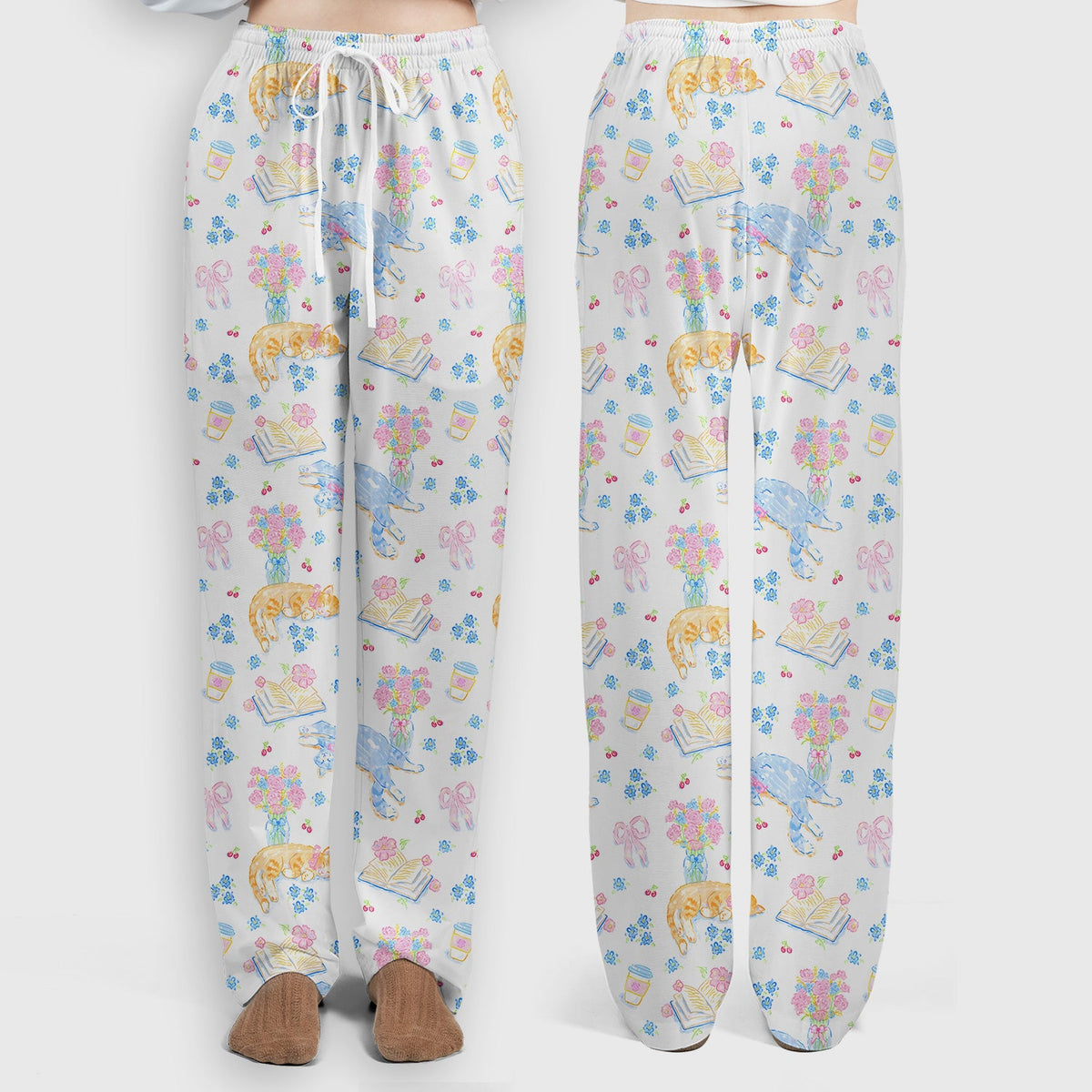 Cats Reading Floral Books Nurse Scrub Set