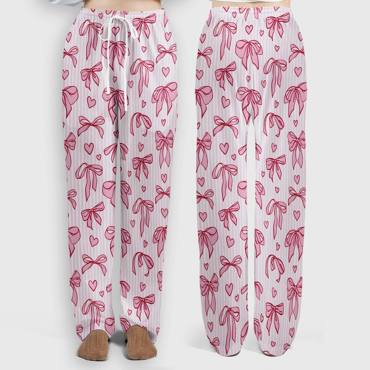 Pink Bow Heart Stripe Nurse Scrub Set
