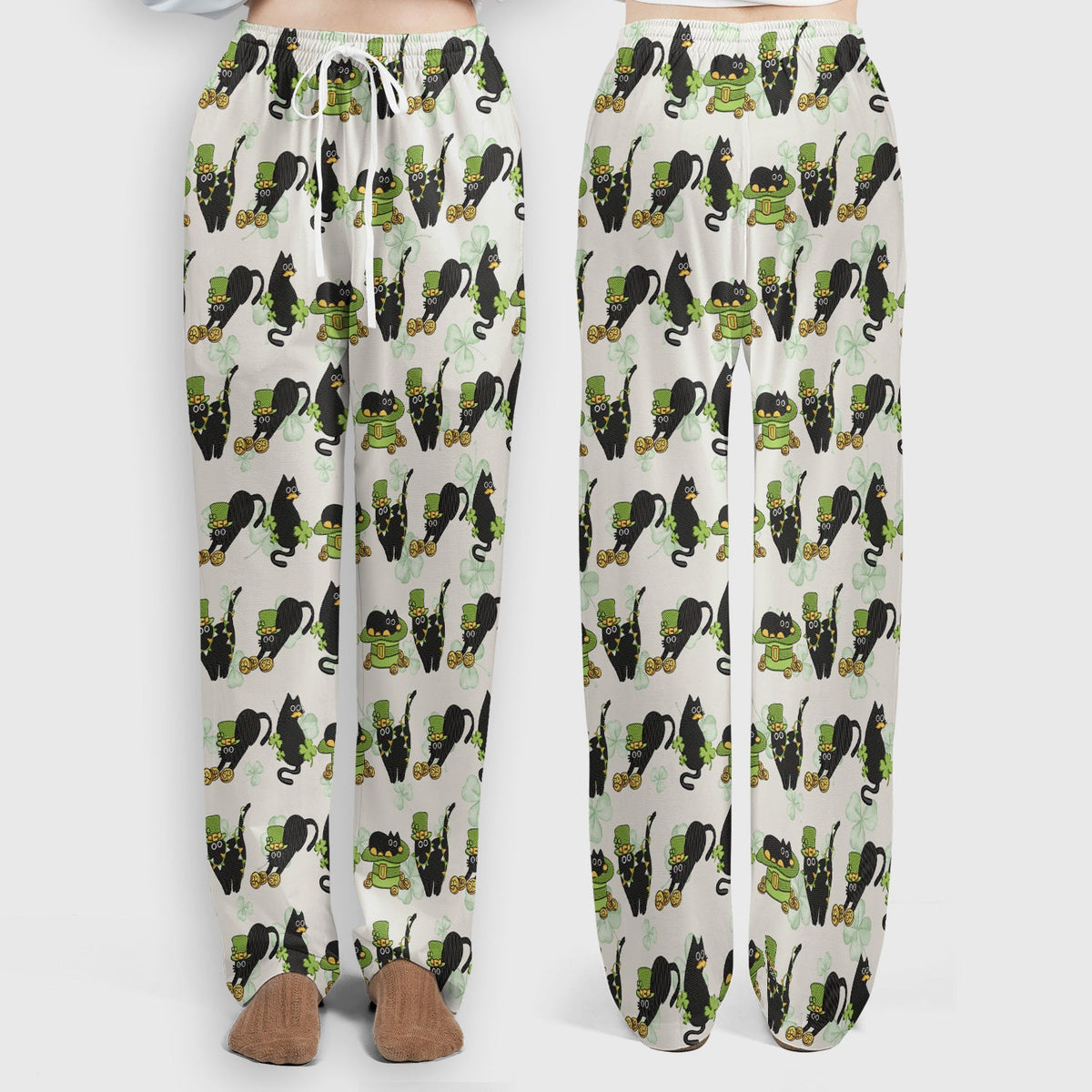 St Patrick Black Cat Clover Nurse Scrub Set