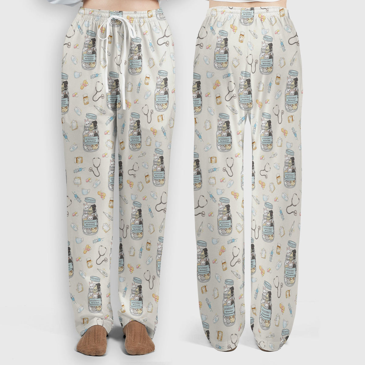 Whimsical Antidepressant Rabbit Jar Nurse Scrub Set