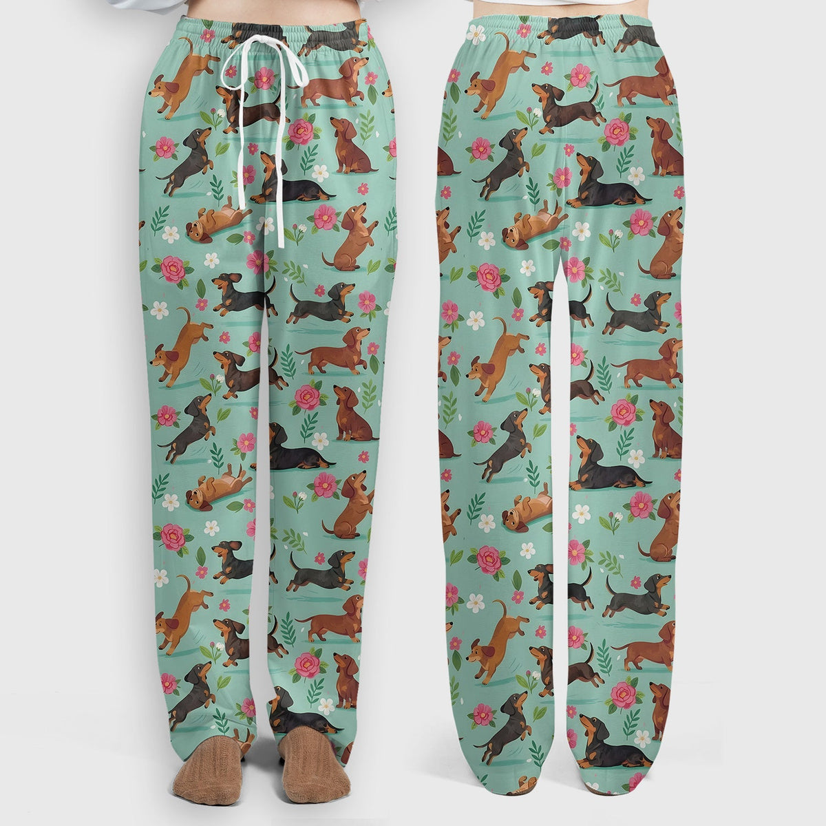 Floral Dachshund Puppy Nurse Scrub Set