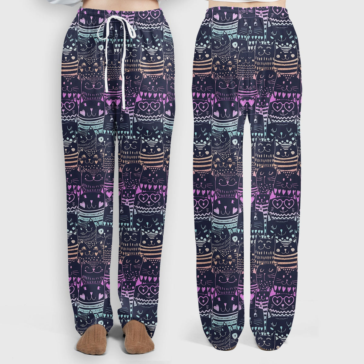 Neon Cat Faces Nurse Scrub Set