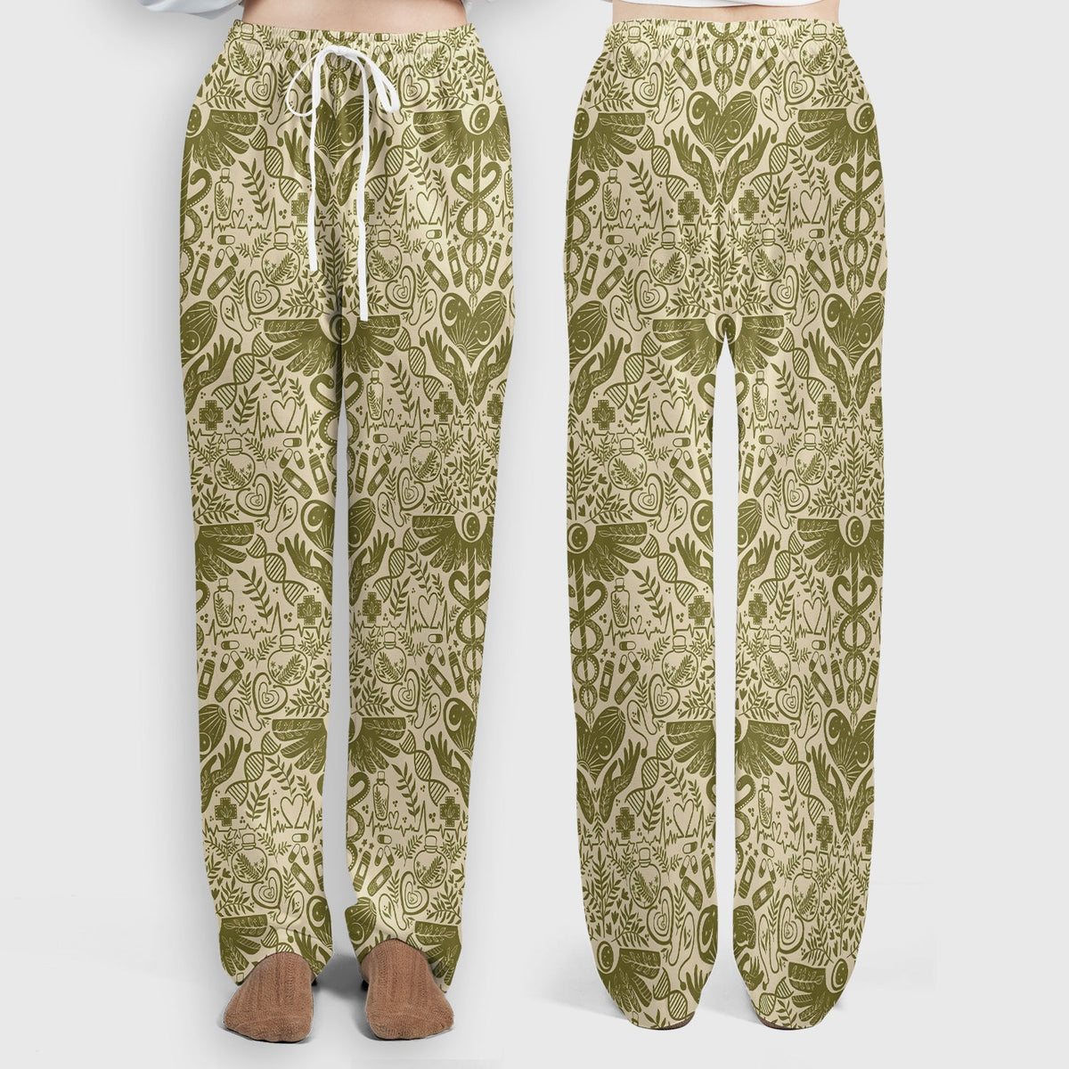 Botanical Caduceus Heart Nurse Scrub Set