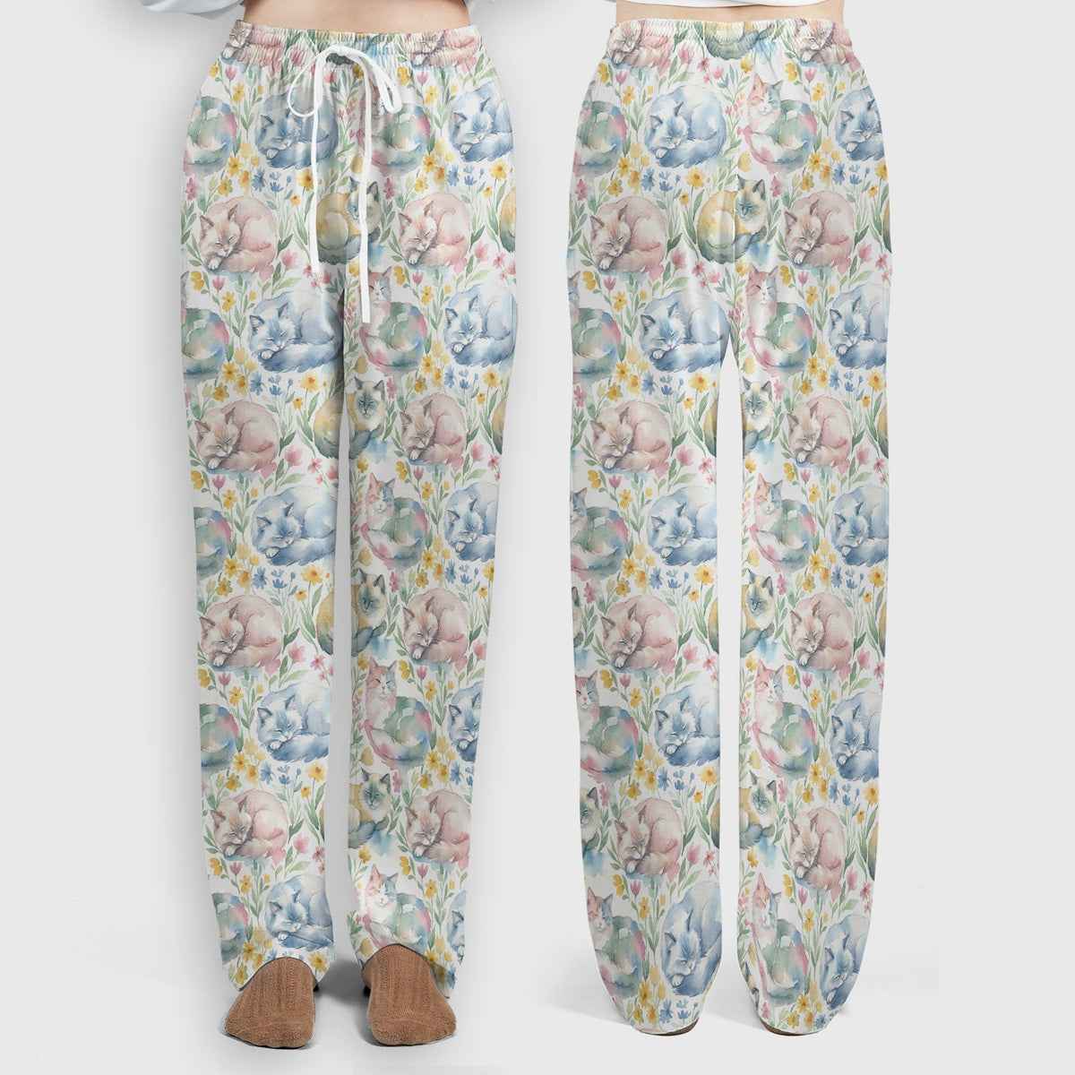 Dreamy Sleeping Cat Floral Nurse Scrub Set