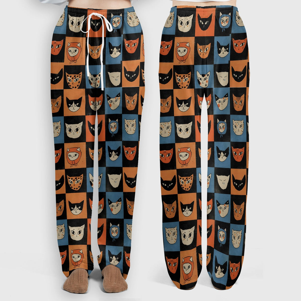 Retro Cat Checkerboard Nurse Scrub Set
