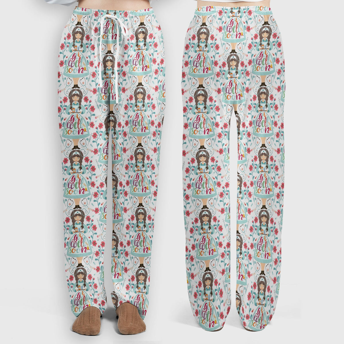 Get Well Soon Girl Floral Nurse Scrub Set
