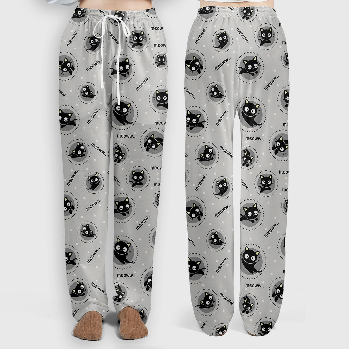 Black Cat Meow Nurse Scrub Set