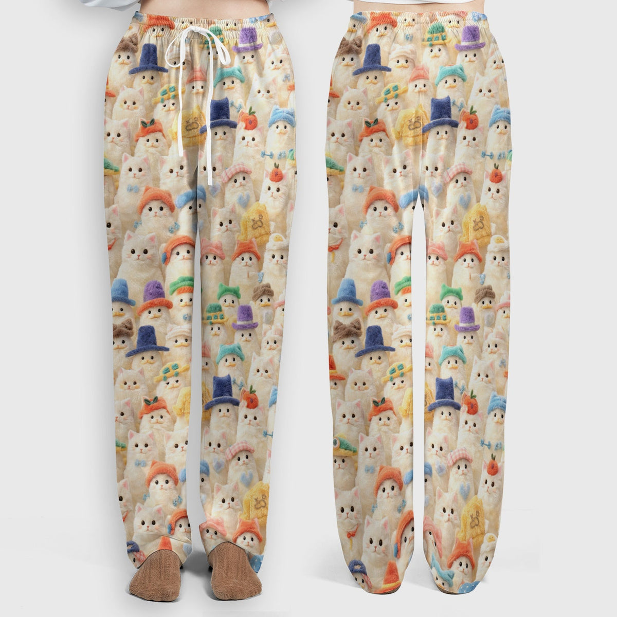 Adorable Cats Wearing Colorful Hats Nurse Scrub Set