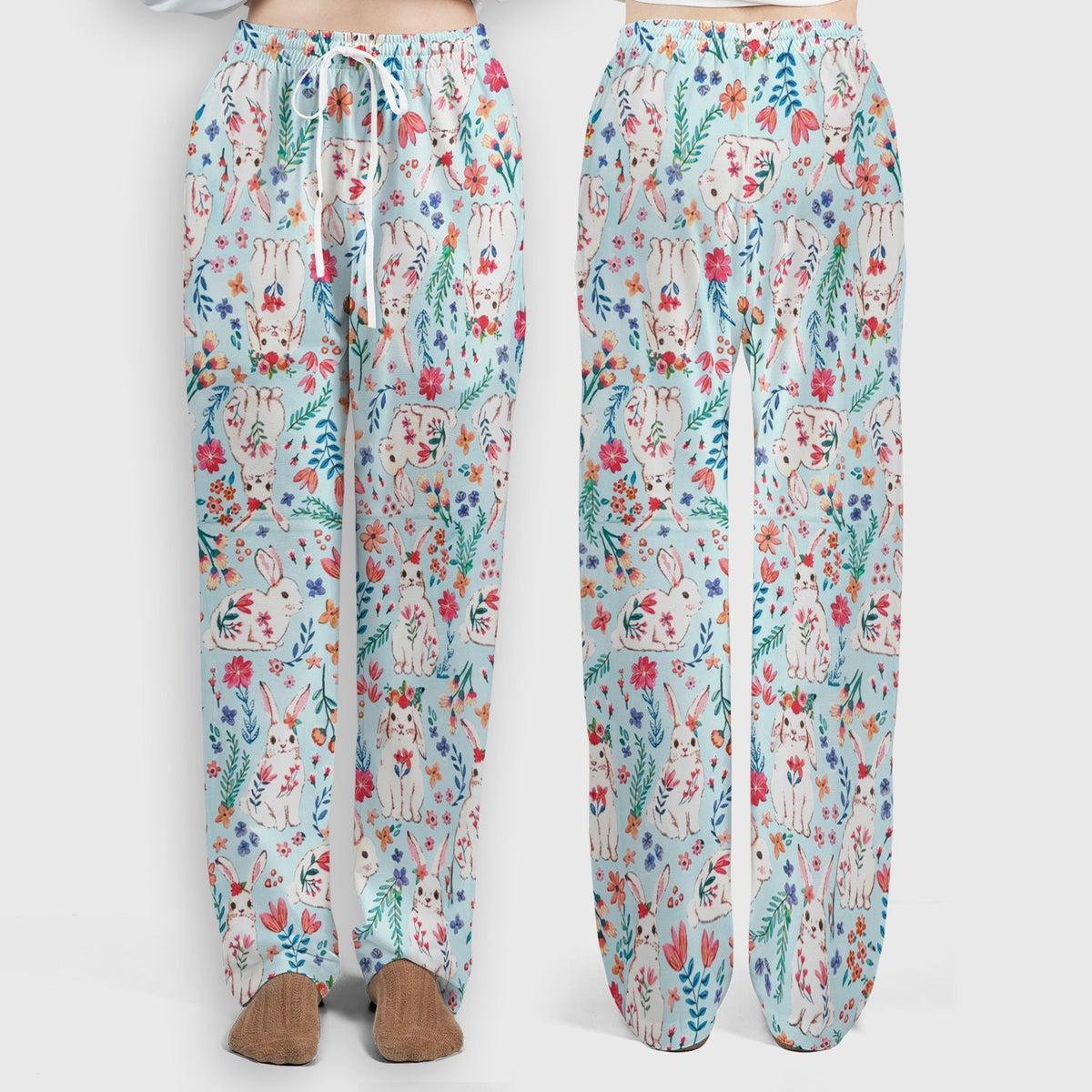 Springtime Bunny Floral Nurse Scrub Set