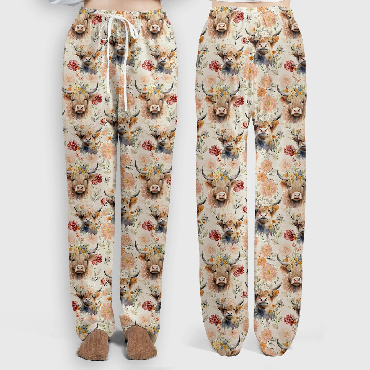 Highland Cow Floral Nurse Scrub Set