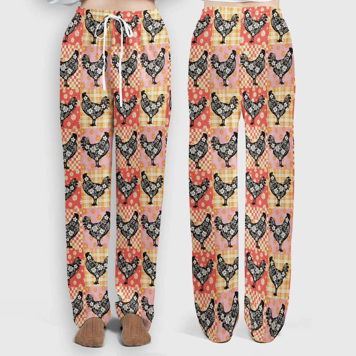 Floral Chicken Patchwork Nurse Scrub Set