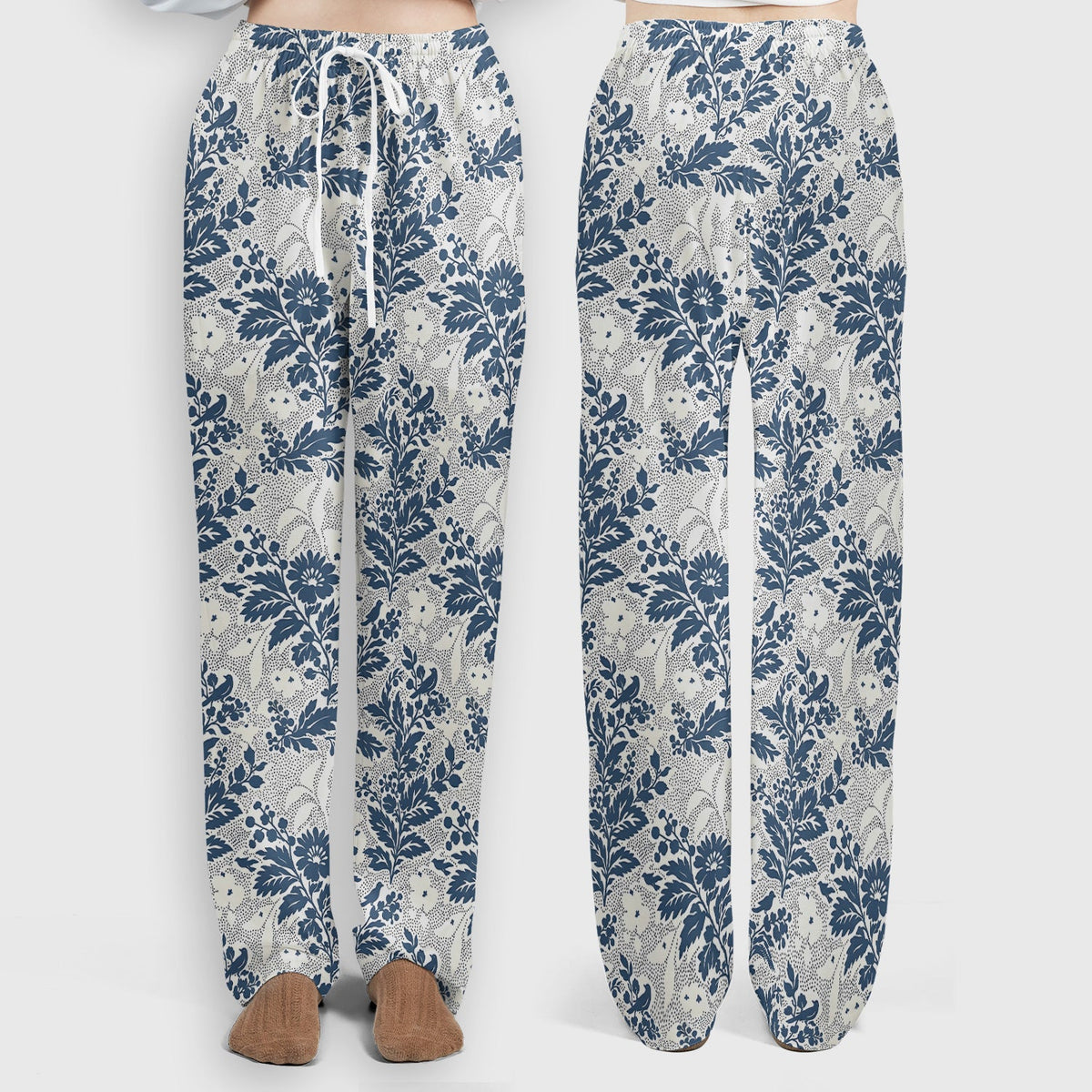 Cute Blue Floral Botanical Nurse Scrub Set