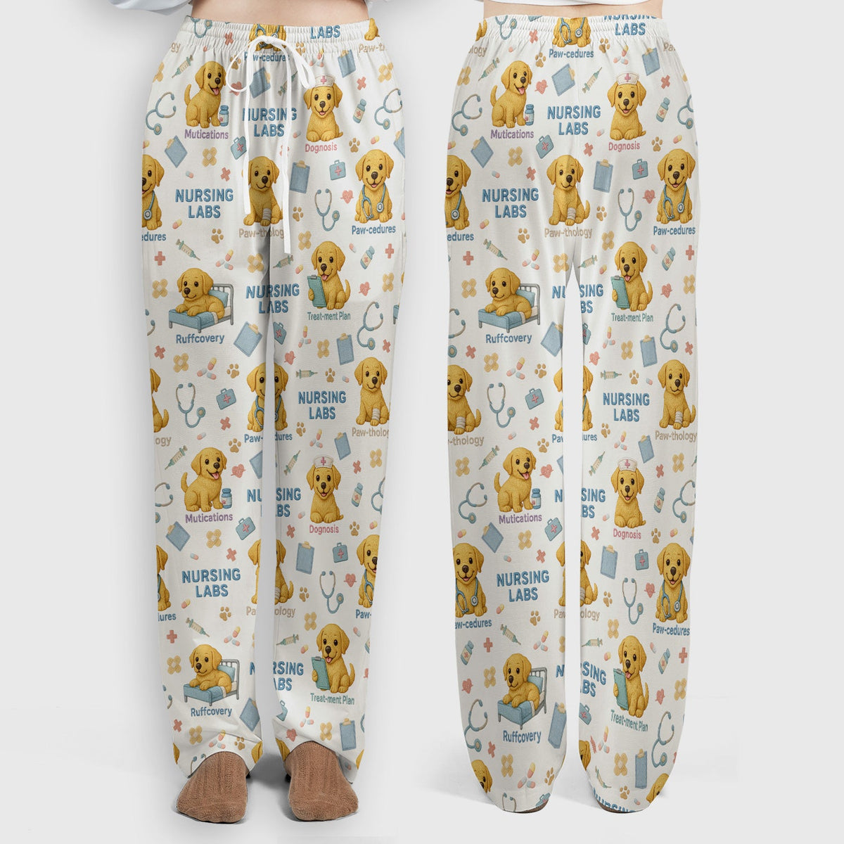 Labrador Nursing Scrub Set, Cute Dog Pattern Nurse Uniform,  Comfortable Scrubs For Nurses
