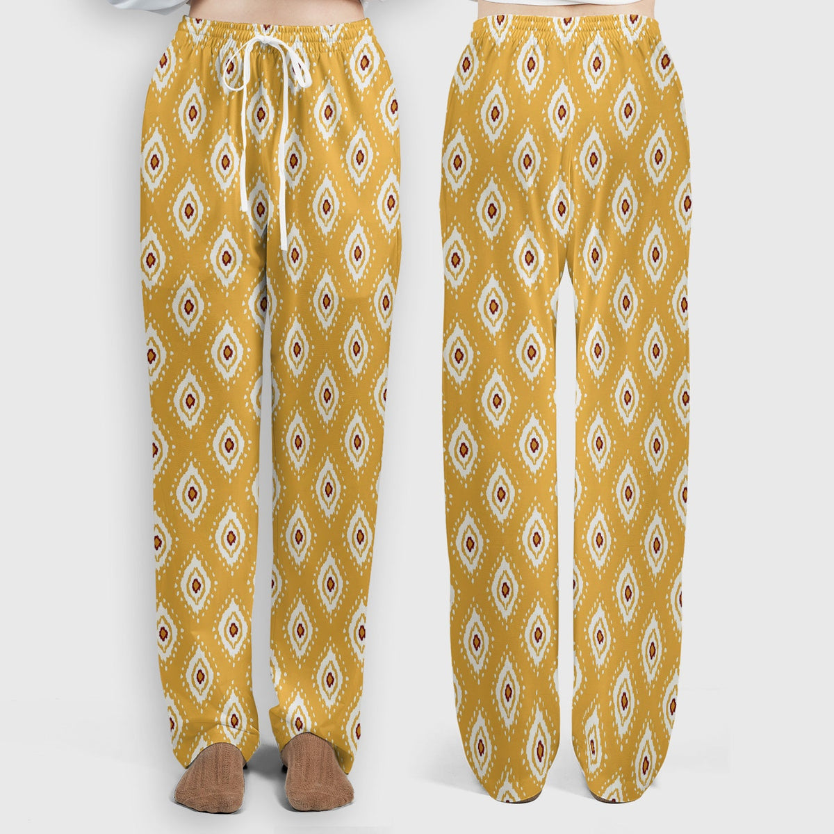 Mustard Geometric Ikat Nurse Scrub Set