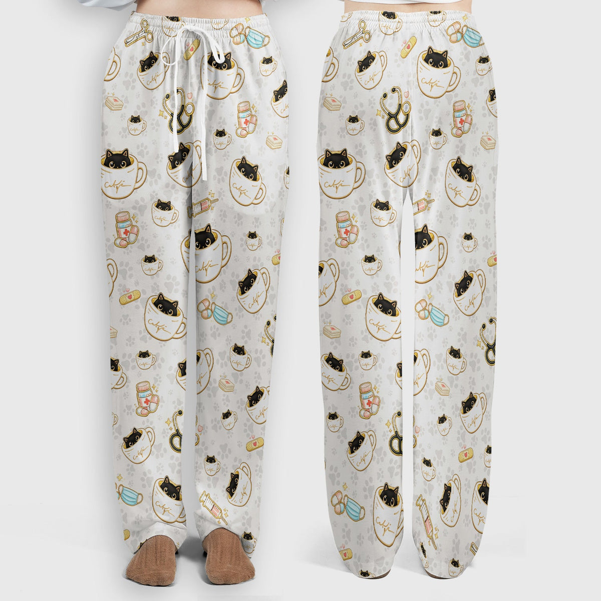 Coffee Cat Nurse Scrub Set