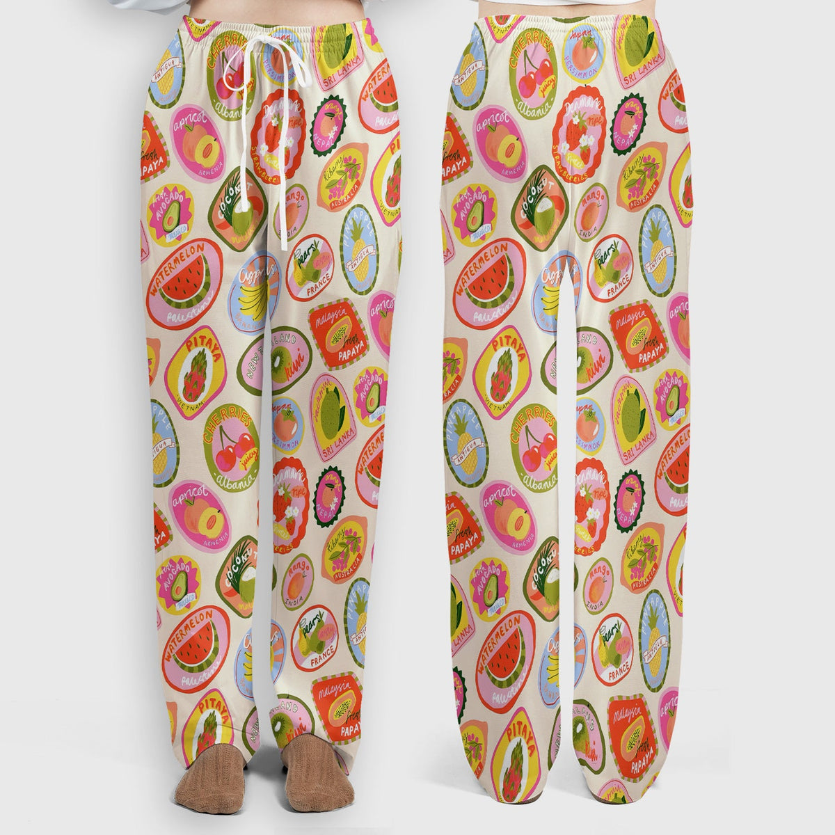 Summer Colorful Fruit Sticker Nurse Scrub Set