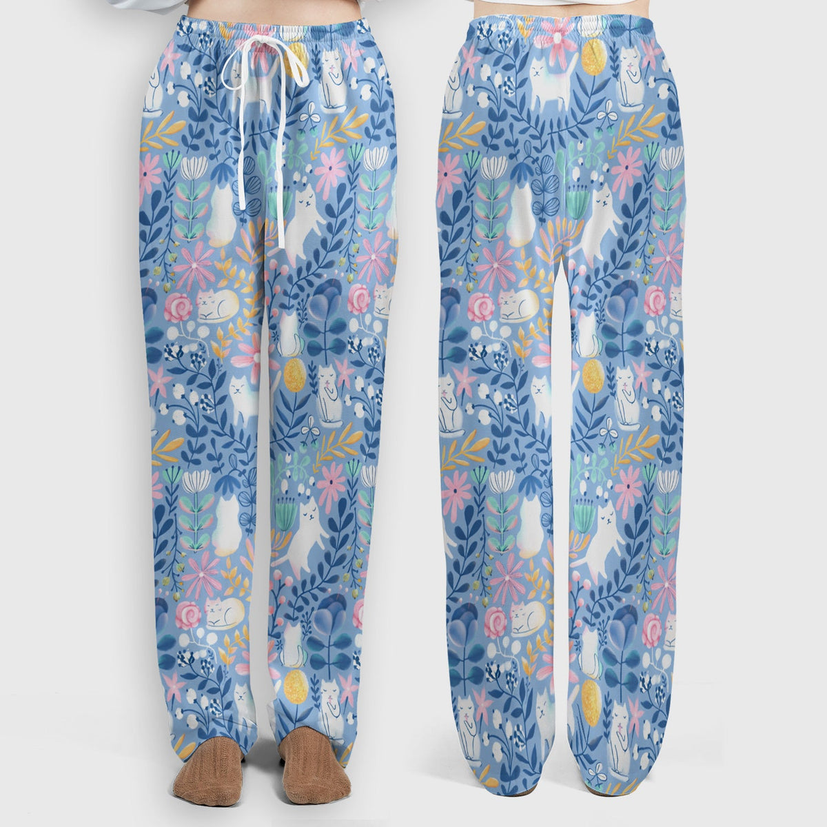 Whimsical Cat Floral Nurse Scrub Set