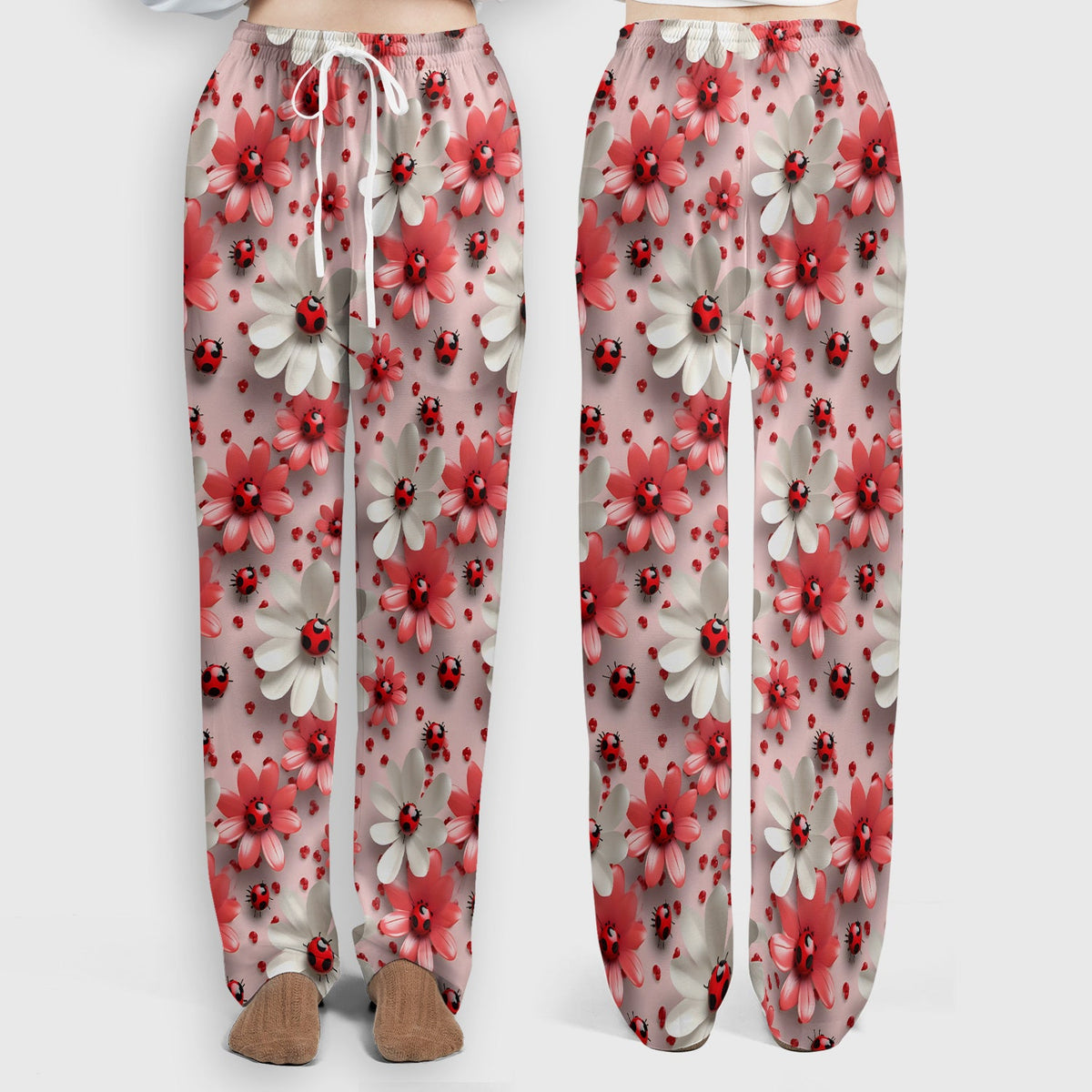 Red Ladybug Flower Nurse Scrub Set