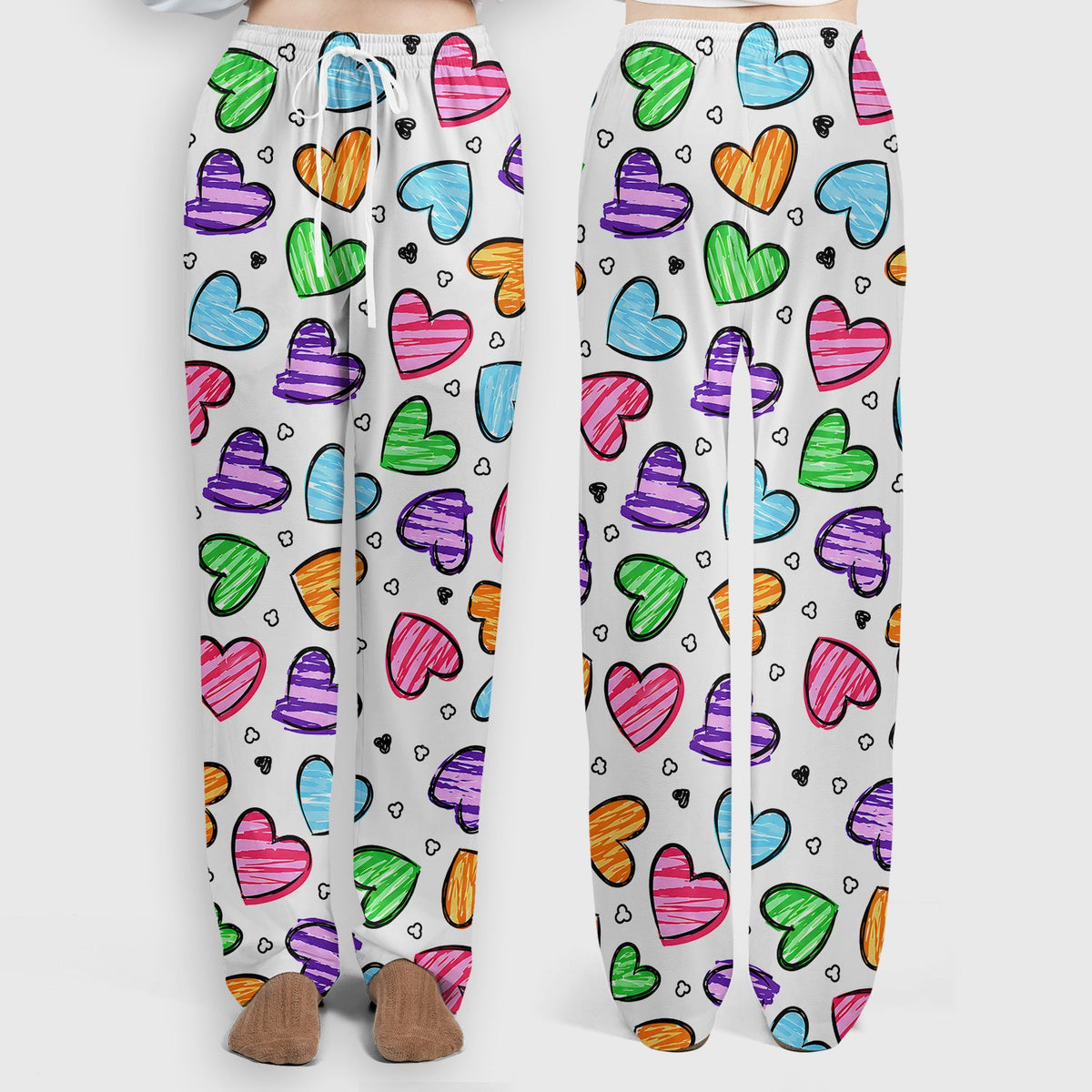 Colorful Doodle Heart Nurse Scrub Set