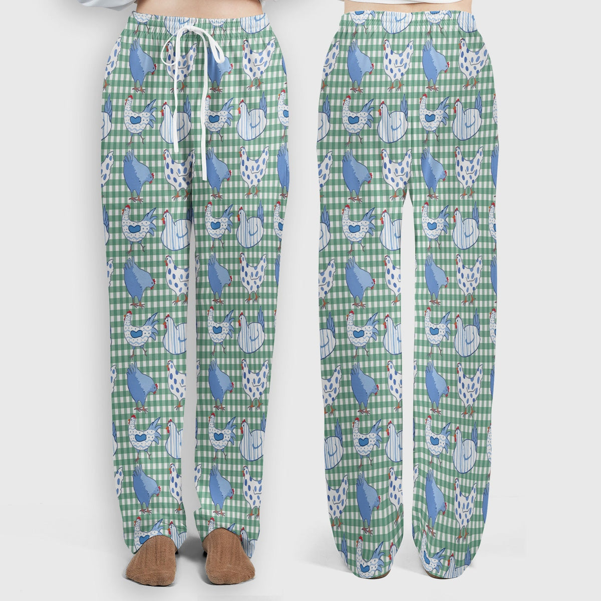 Blue Chicken Gingham Nurse Scrub Set