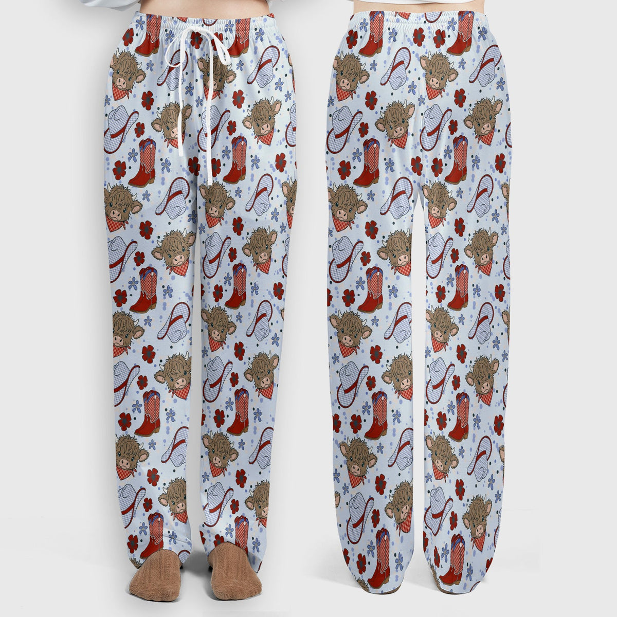 Highland Cow Cowboy Boots Nurse Scrub Set