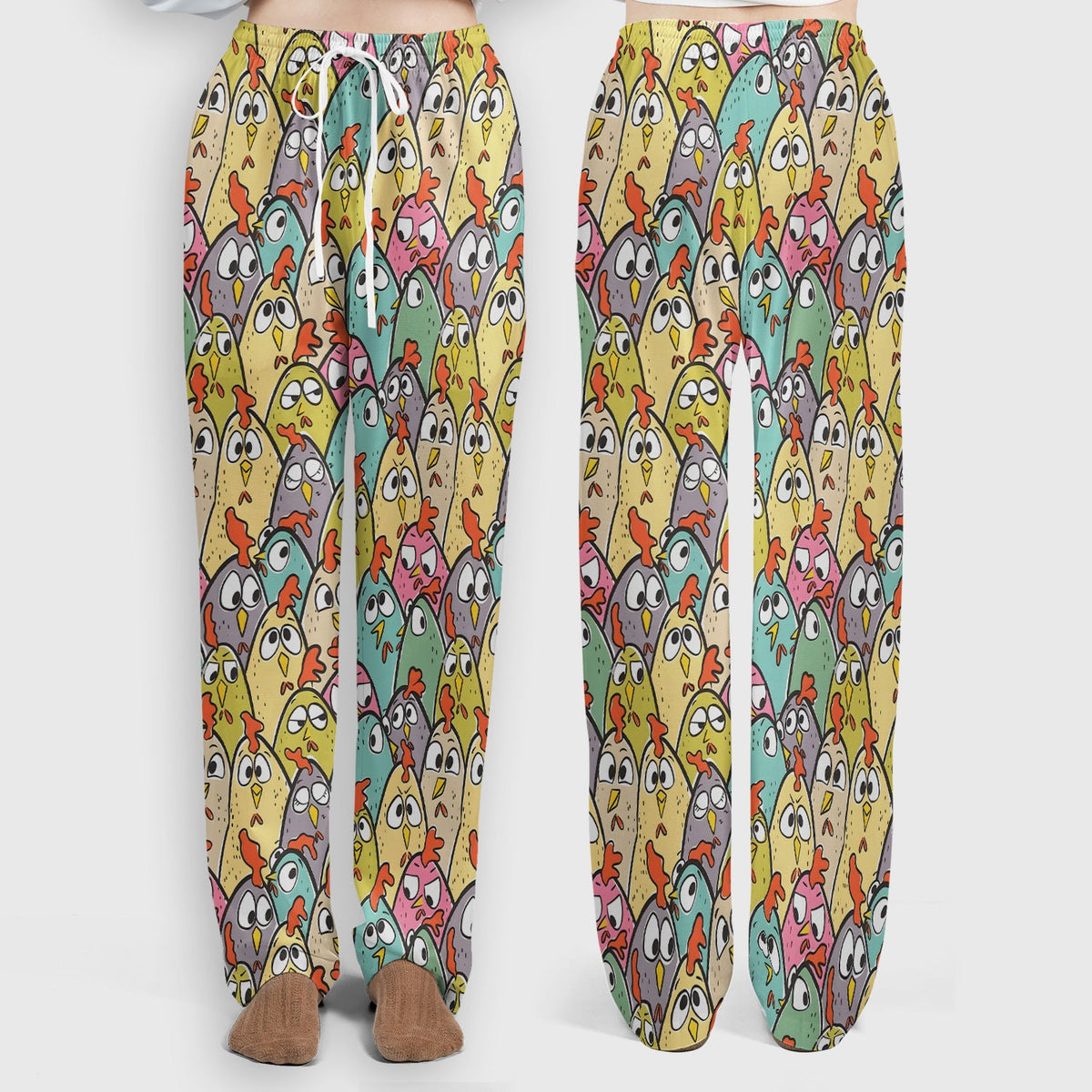 Cartoon Chicken Crowd Nurse Scrub Set
