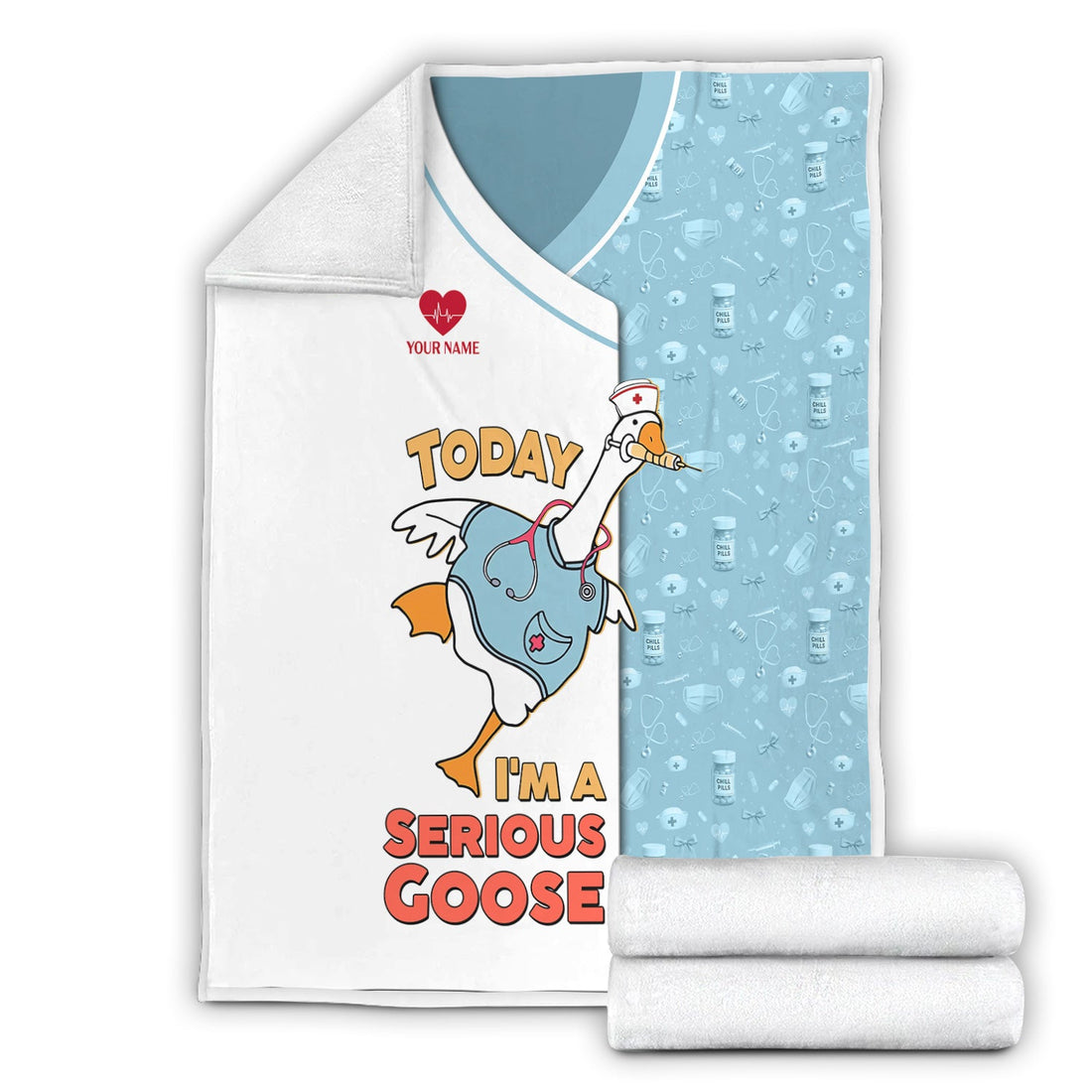 Personalized Silly Goose Scrubs Cartoon Nurse Blanket