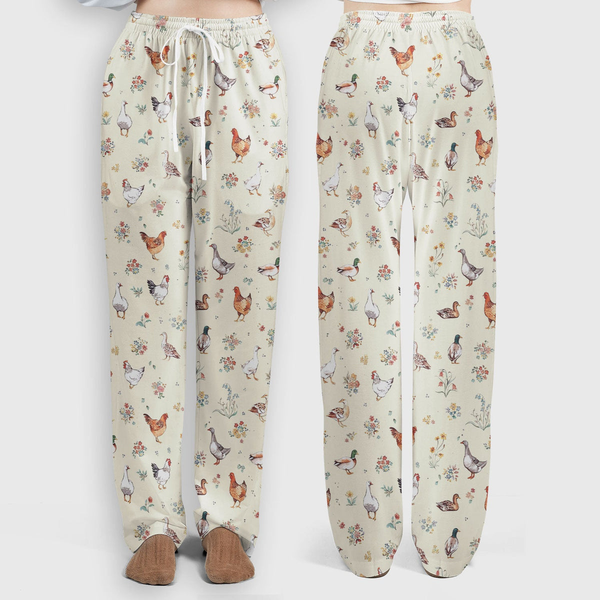 Farm Chicken Duck Floral Nurse Scrub Set