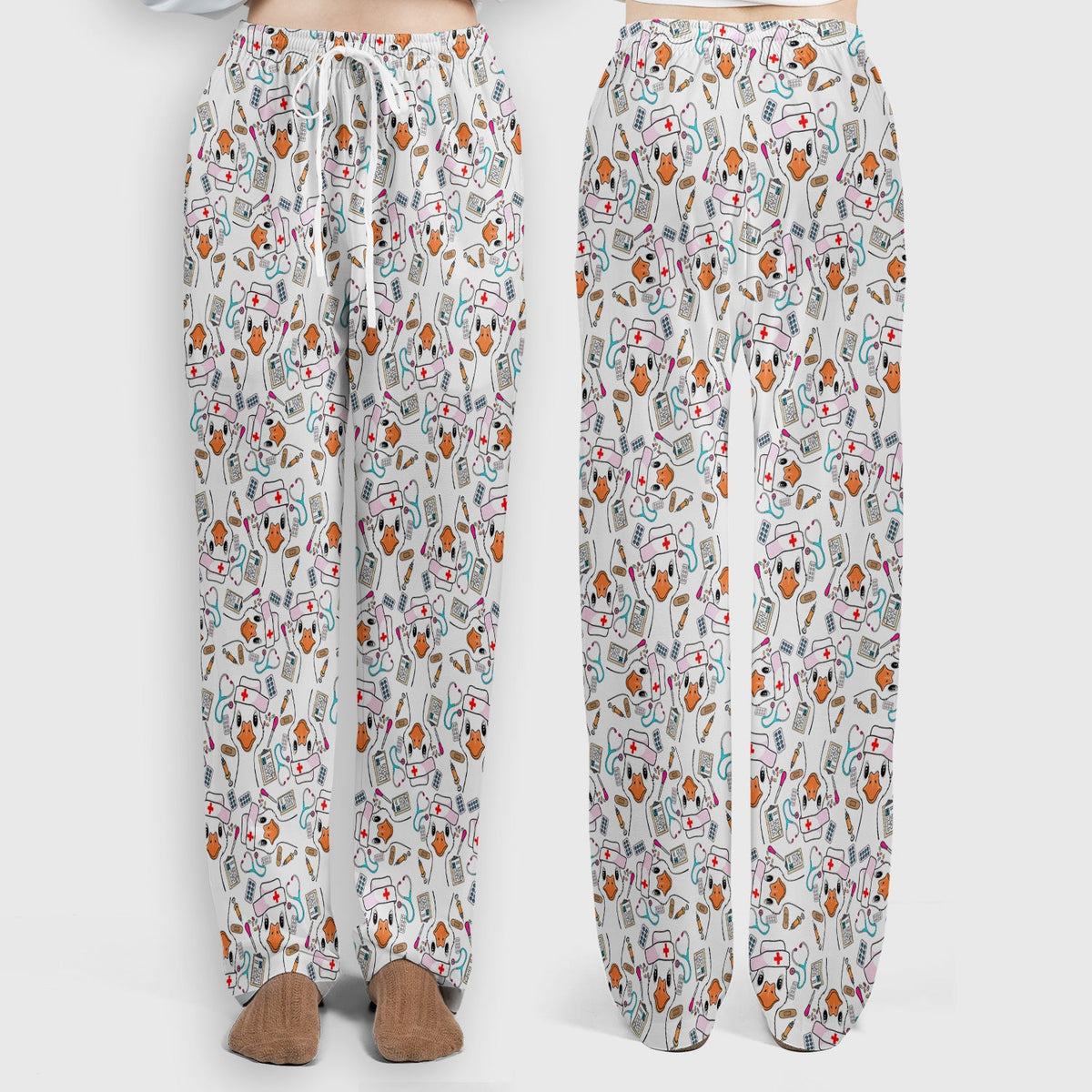 Duck Wearing Hat With Medical Tools Nurse Scrub Set