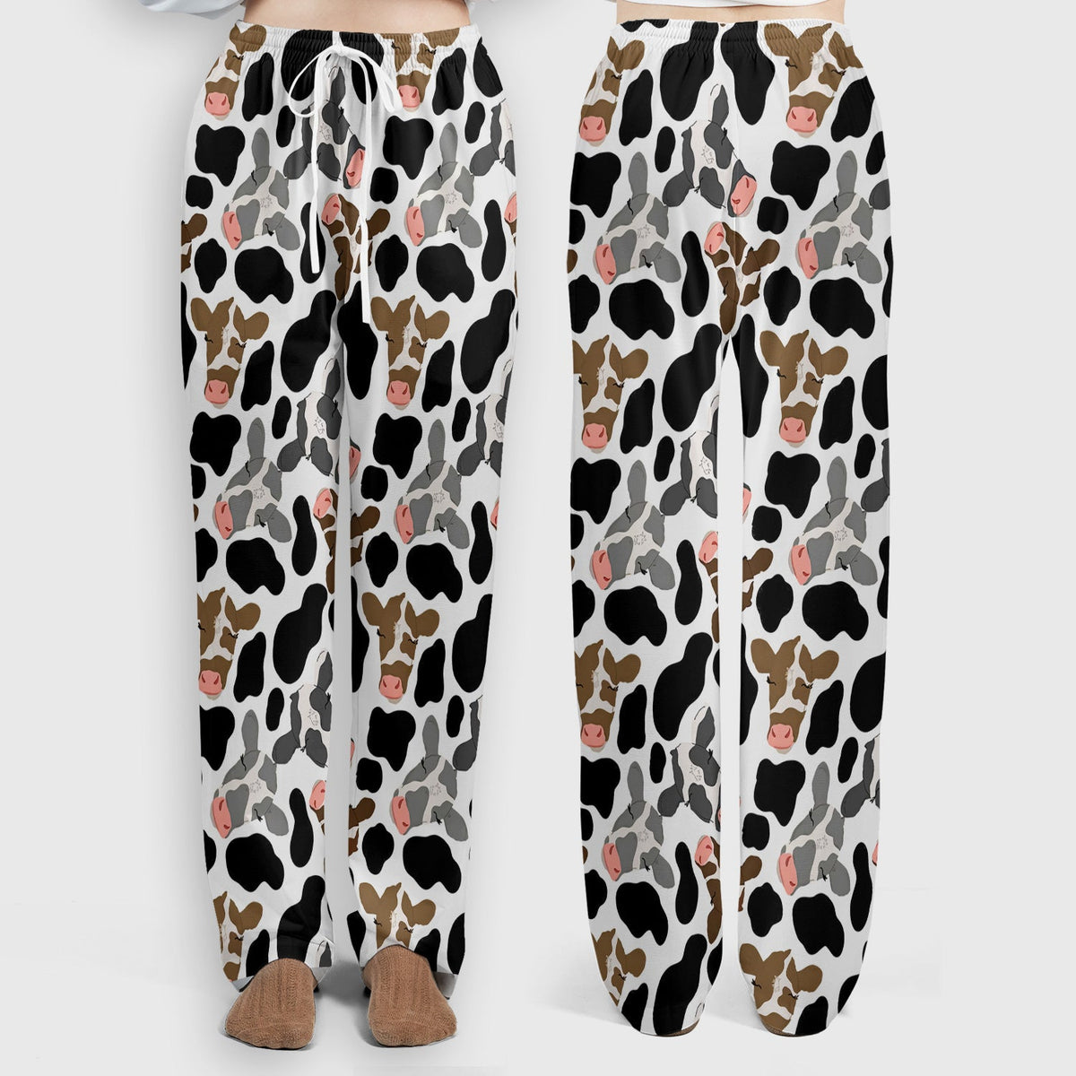 Cow Face Black White Nurse Scrub Set