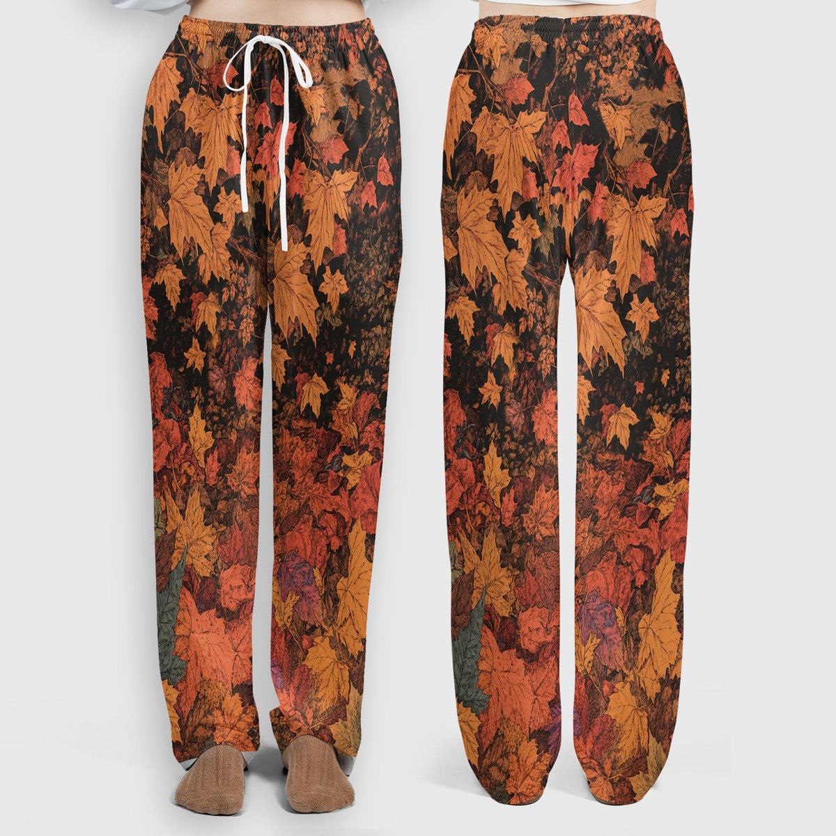 Autumn Cat Fall Leaves Nurse Scrub Set