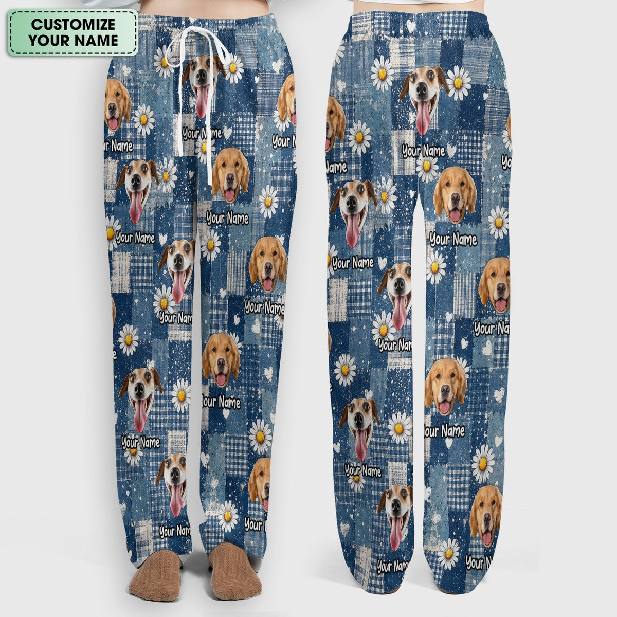 Personalized Dog Photo Patchwork Daisy Nurse Scrub Set