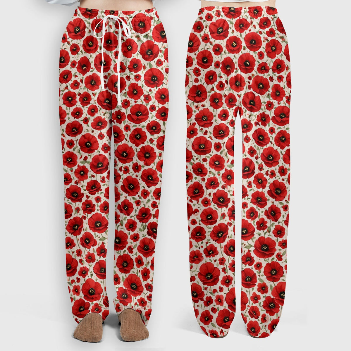 Red Poppy Flower Garden Nurse Scrub Set