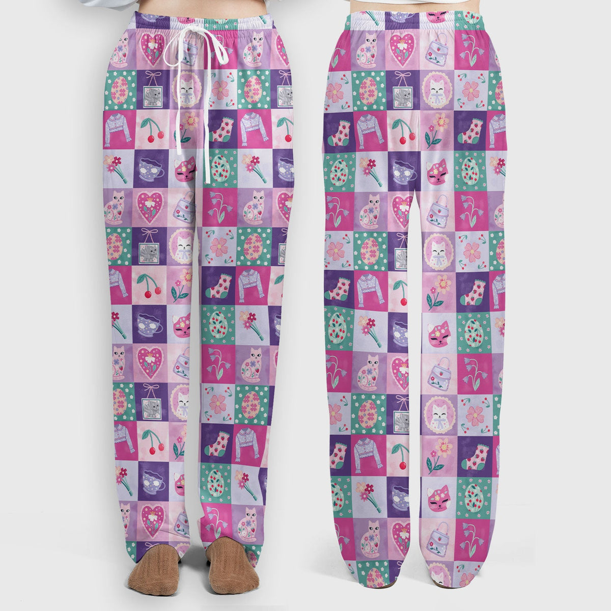 Pastel Cat Patchwork Kawaii Nurse Scrub Set