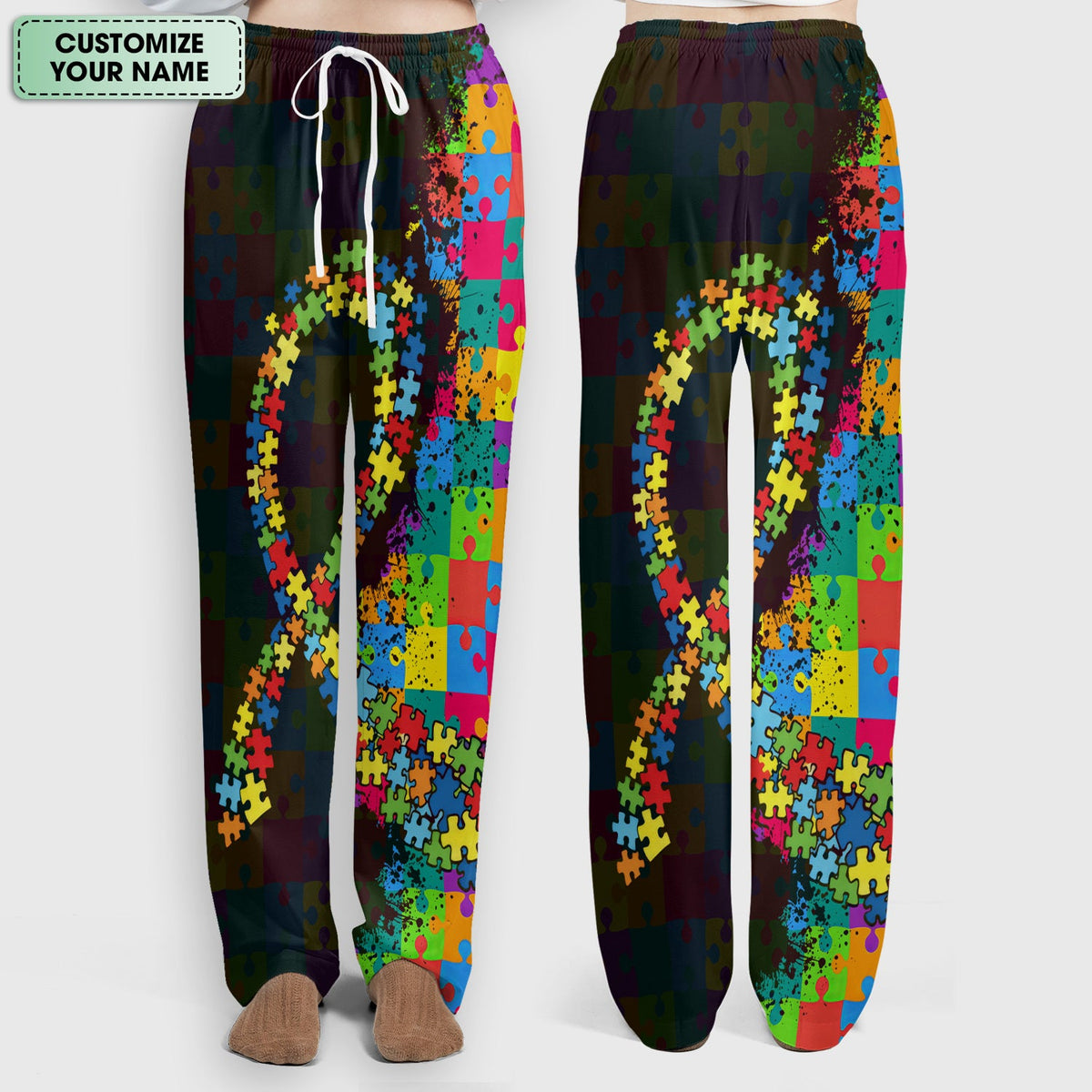 Personalized Autism Awareness Puzzle Ribbon Nurse Scrub Set