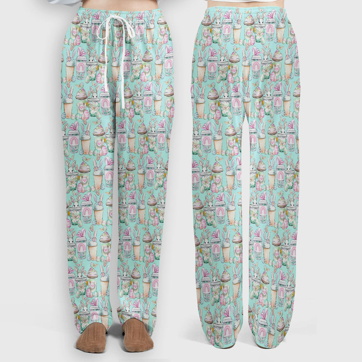 Bunny Coffee Cup Nurse Scrub Set - Easter Gift