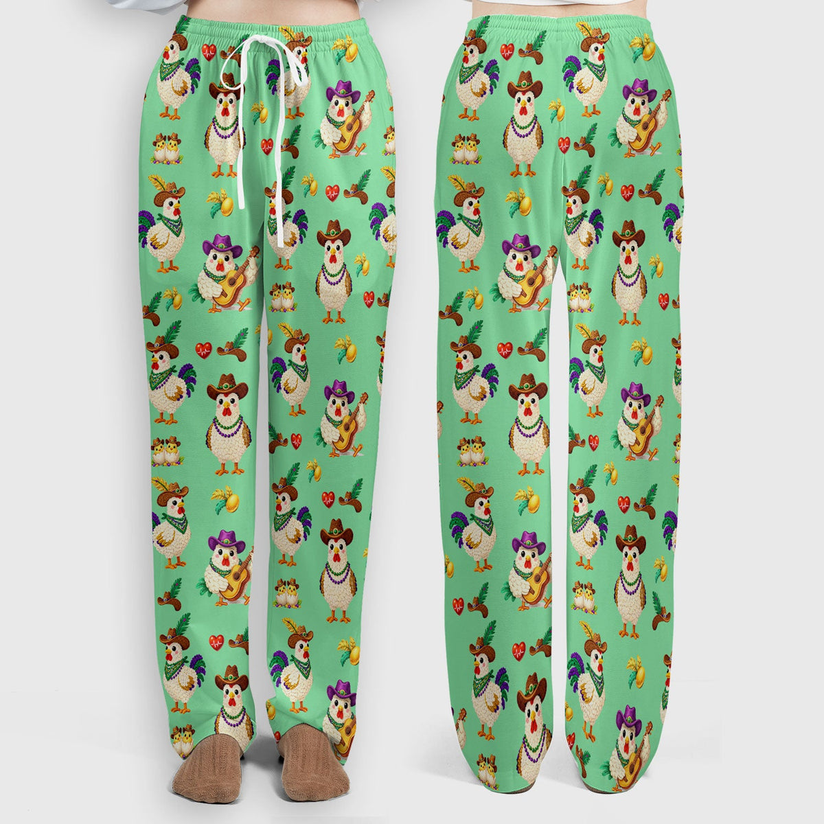 Mardi Gras Rooster Cowboy Nurse Scrub Set
