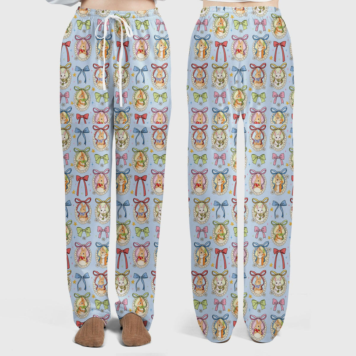 Bunny Cameo Bow Nurse Scrub Set - Easter Gift