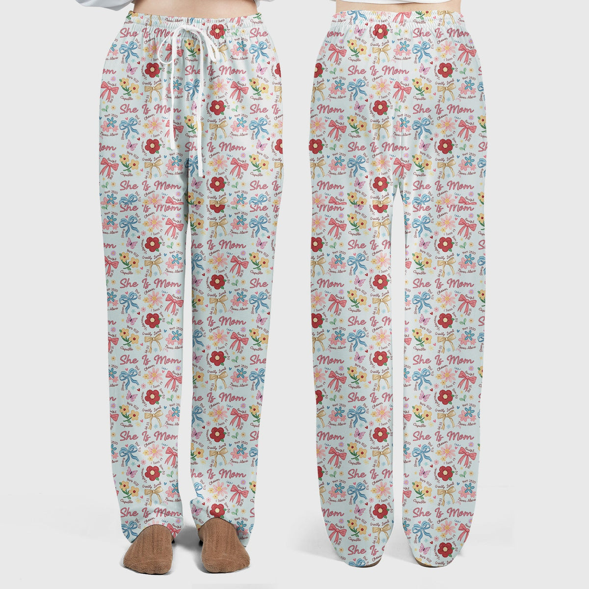 She Is Mom Flower Bow Nurse Scrub Set