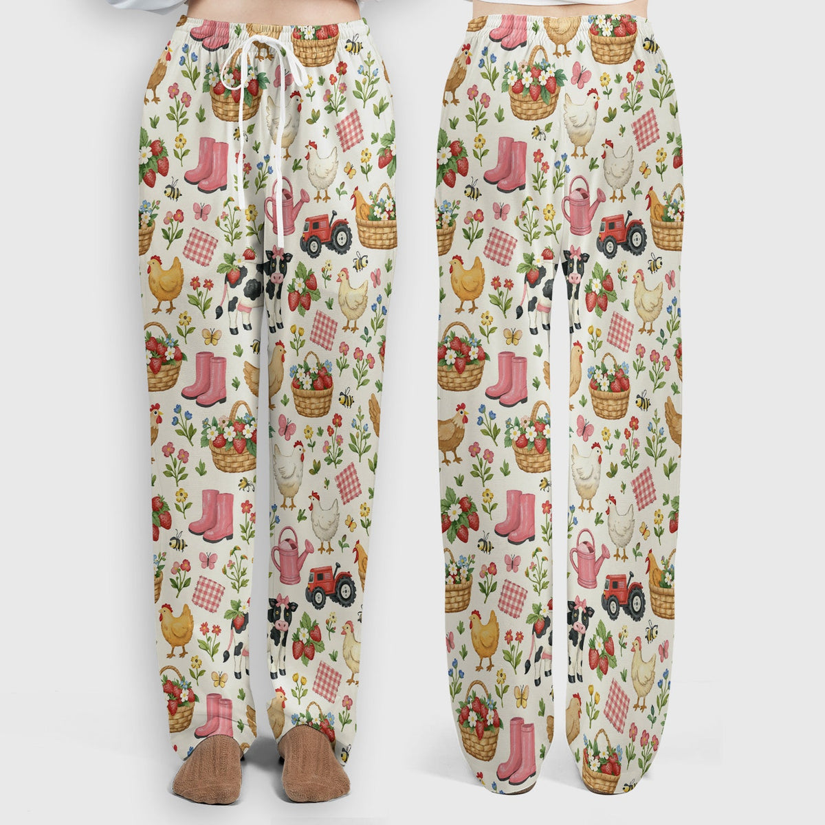 Whimsical Farm Animals Garden Pattern Scrub Top, Comfortable Scrubs for Nurses
