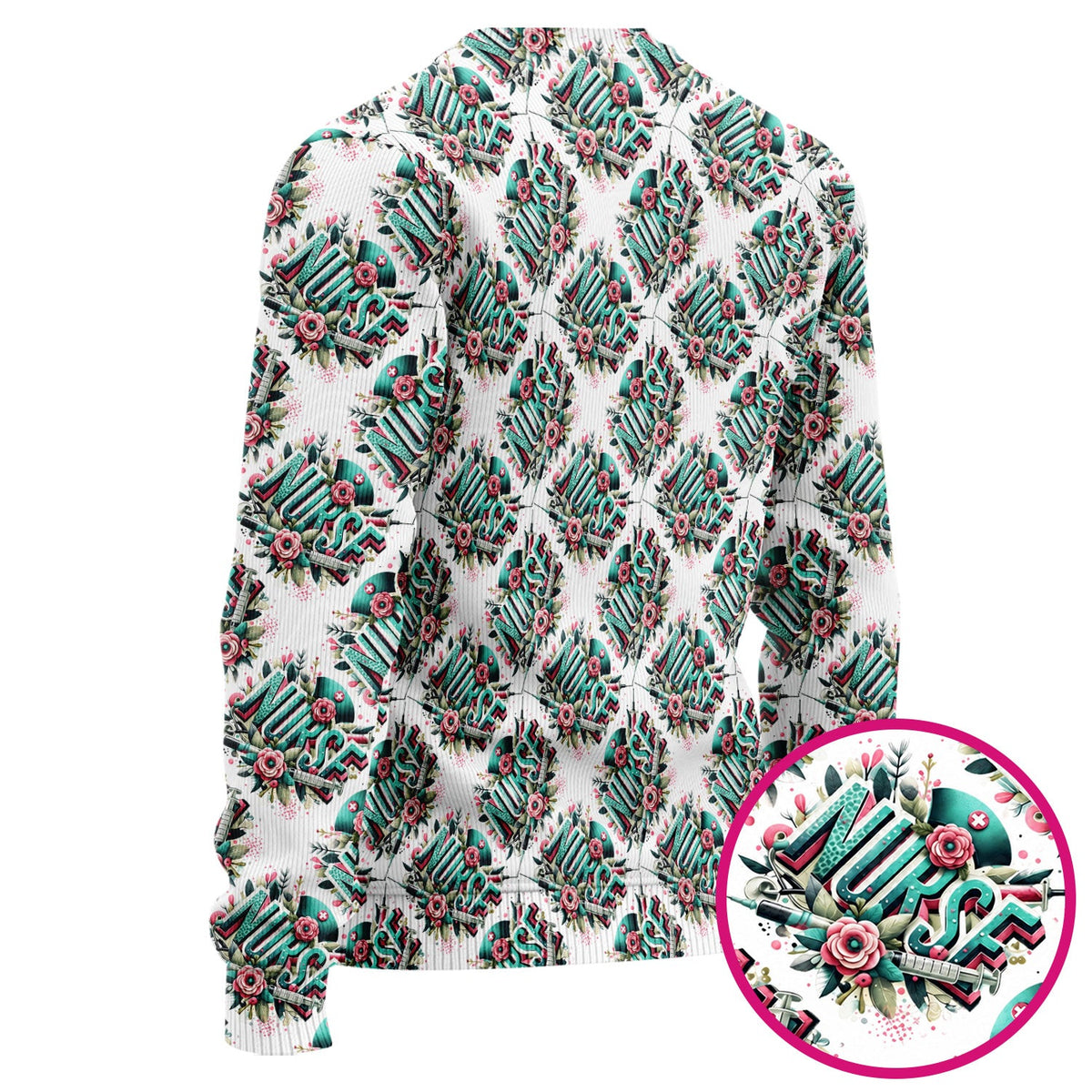 Typography Floral Nurse Scrub Set