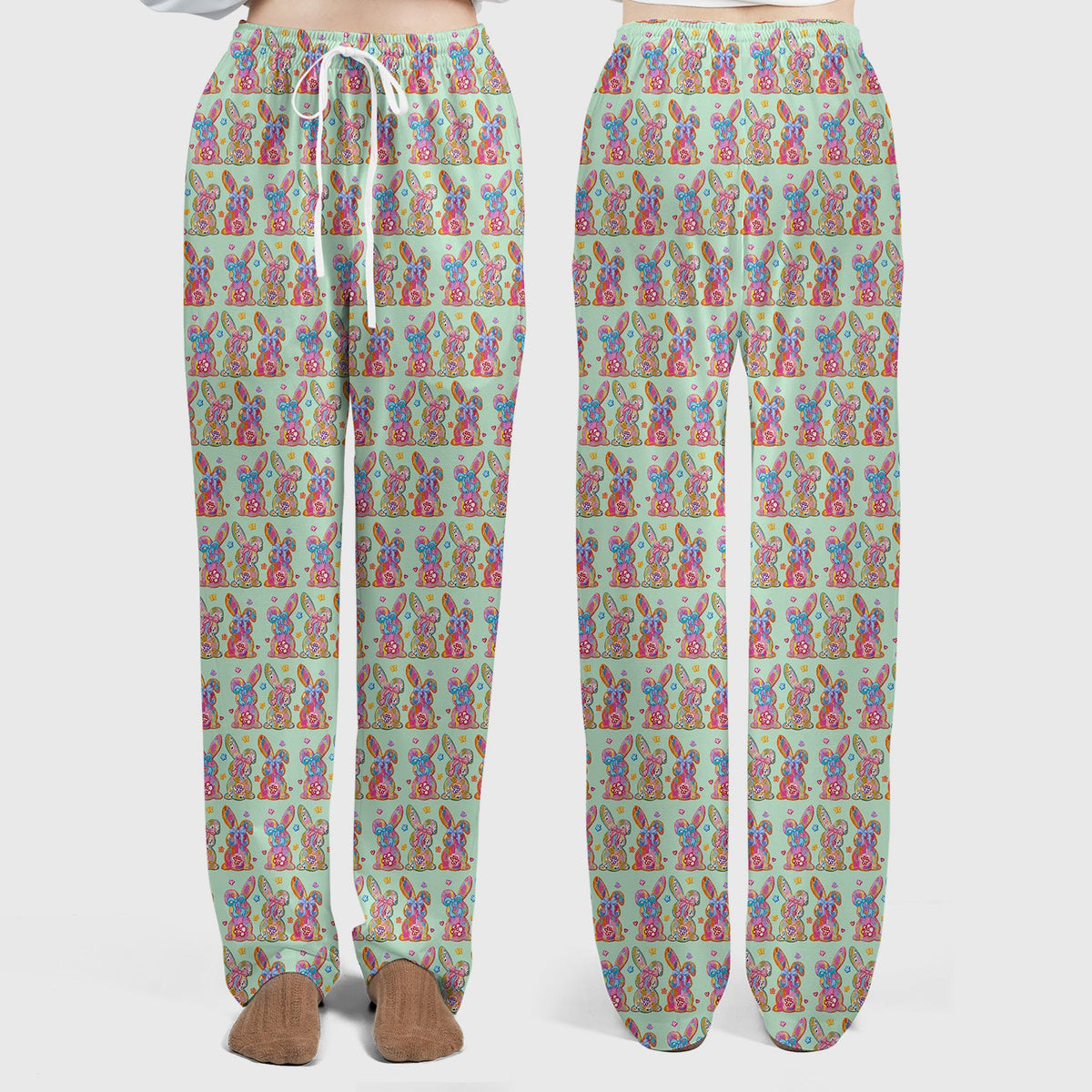Pastel Bunny Floral Nurse Scrub Set