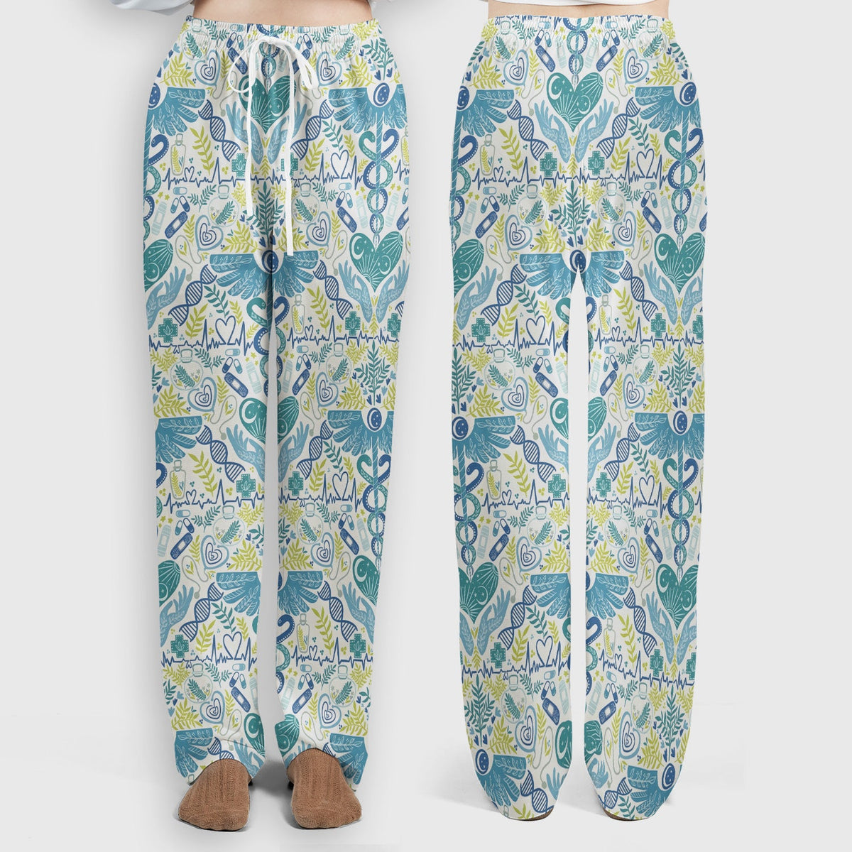 Botanical Caduceus Heart Nurse Scrub Set