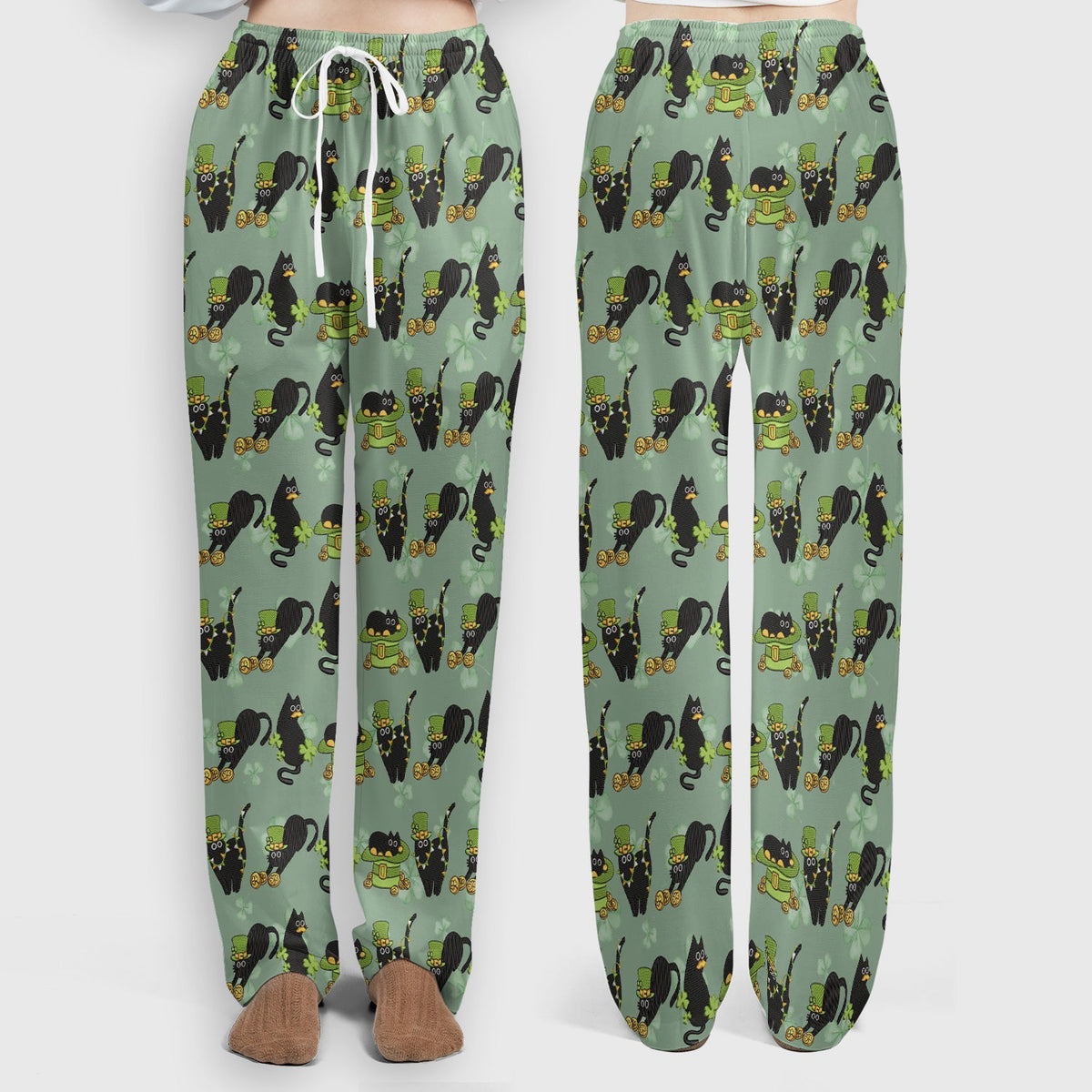St Patrick Black Cat Clover Nurse Scrub Set