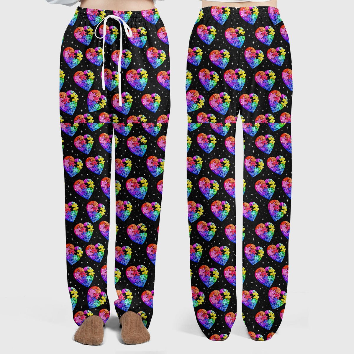 Rainbow Autism Puzzle Heart Starry Sky Nurse Scrub Set