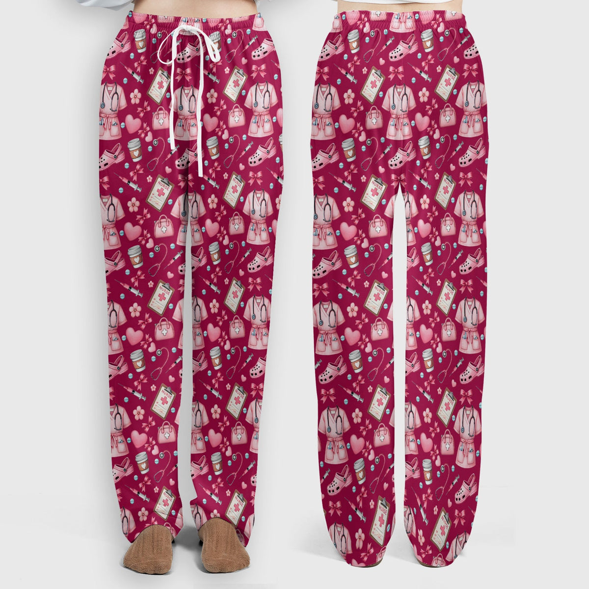 Valentine Pink Nurse Icons Scrub Set