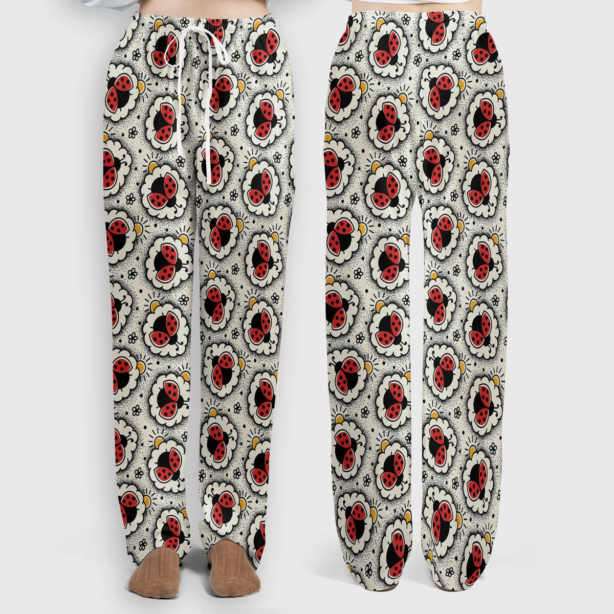Ladybug Floral Frame Nurse Scrub Set