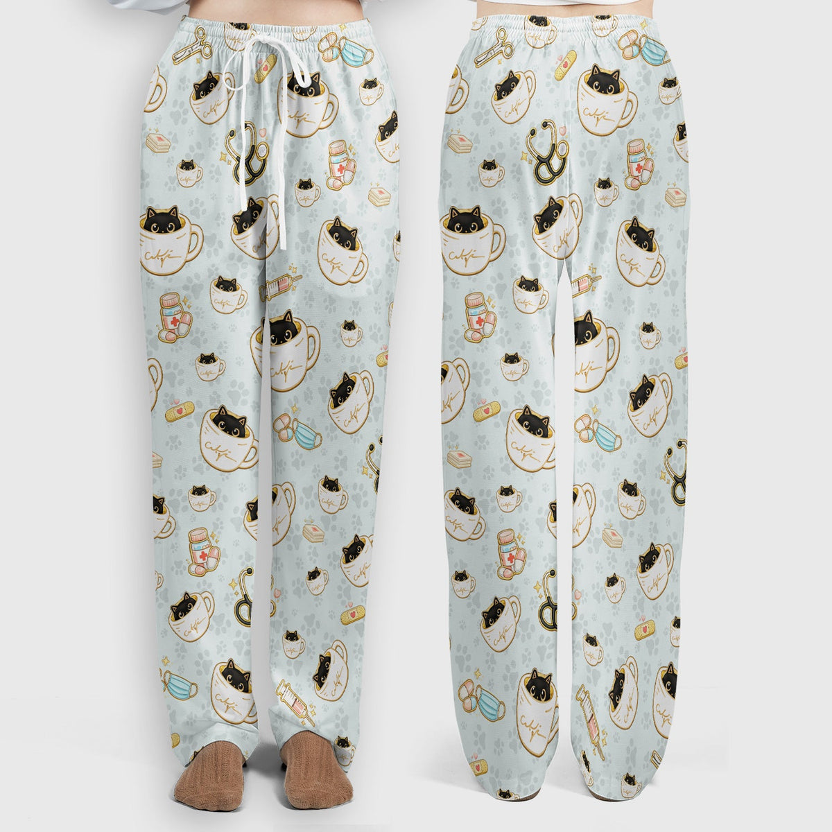 Coffee Cat Nurse Scrub Set